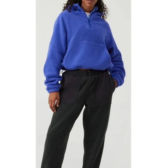 OUTDOOR VOICES Navy Blue Zip Fleece Hoodie